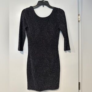 Sparkly bodycon black dress with scoop back